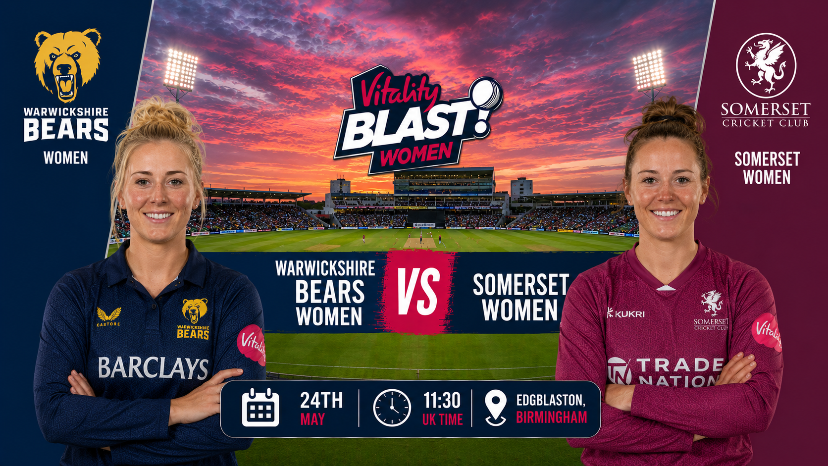 Read more about the article Warwickshire Bears Women v Somerset Women – 24 May – Preview & Prediction