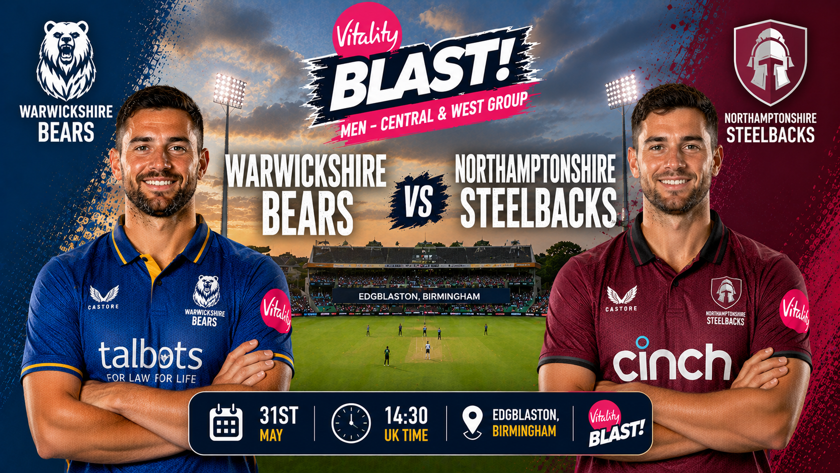 Read more about the article Warwickshire Bears v Northamptonshire Steelbacks – 31 May – Preview & Prediction
