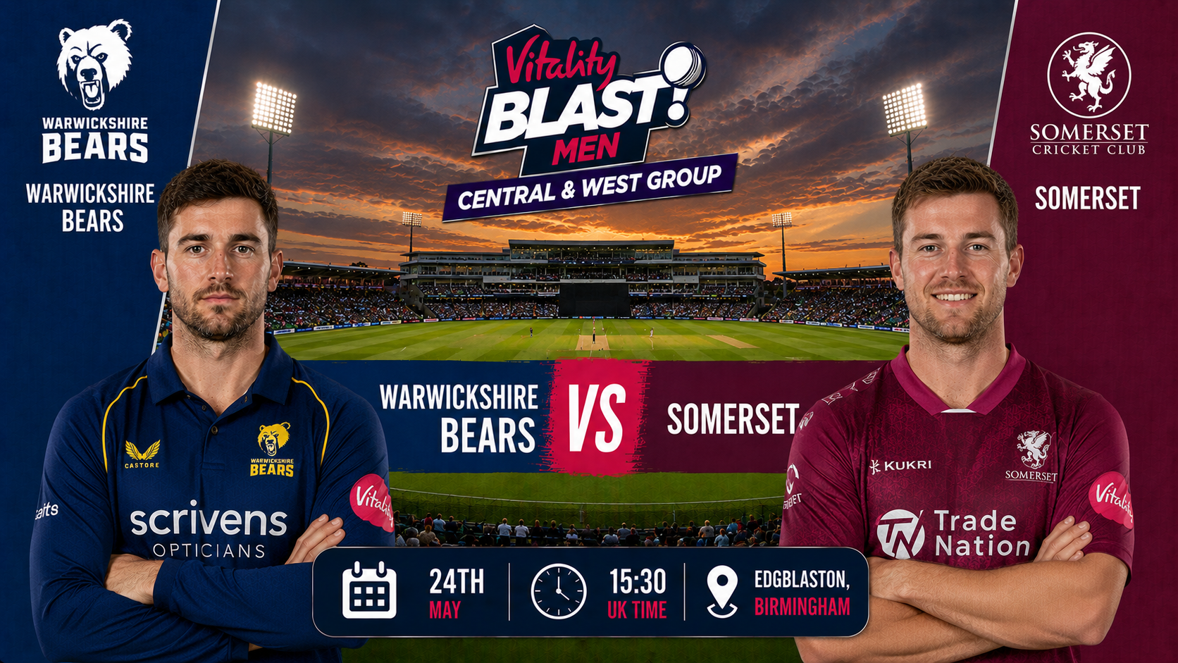 Read more about the article Warwickshire Bears v Somerset – 24 May – Preview & Prediction