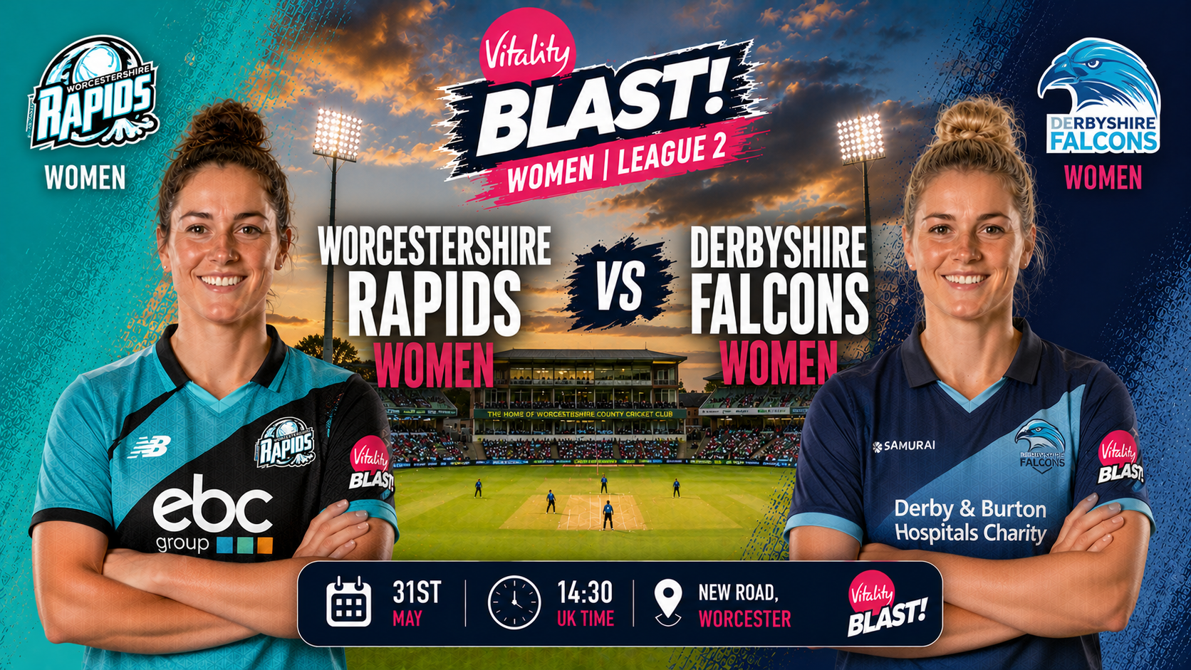 Read more about the article Worcestershire Rapids Women v Derbyshire Falcons Women – 31 May – Preview & Prediction
