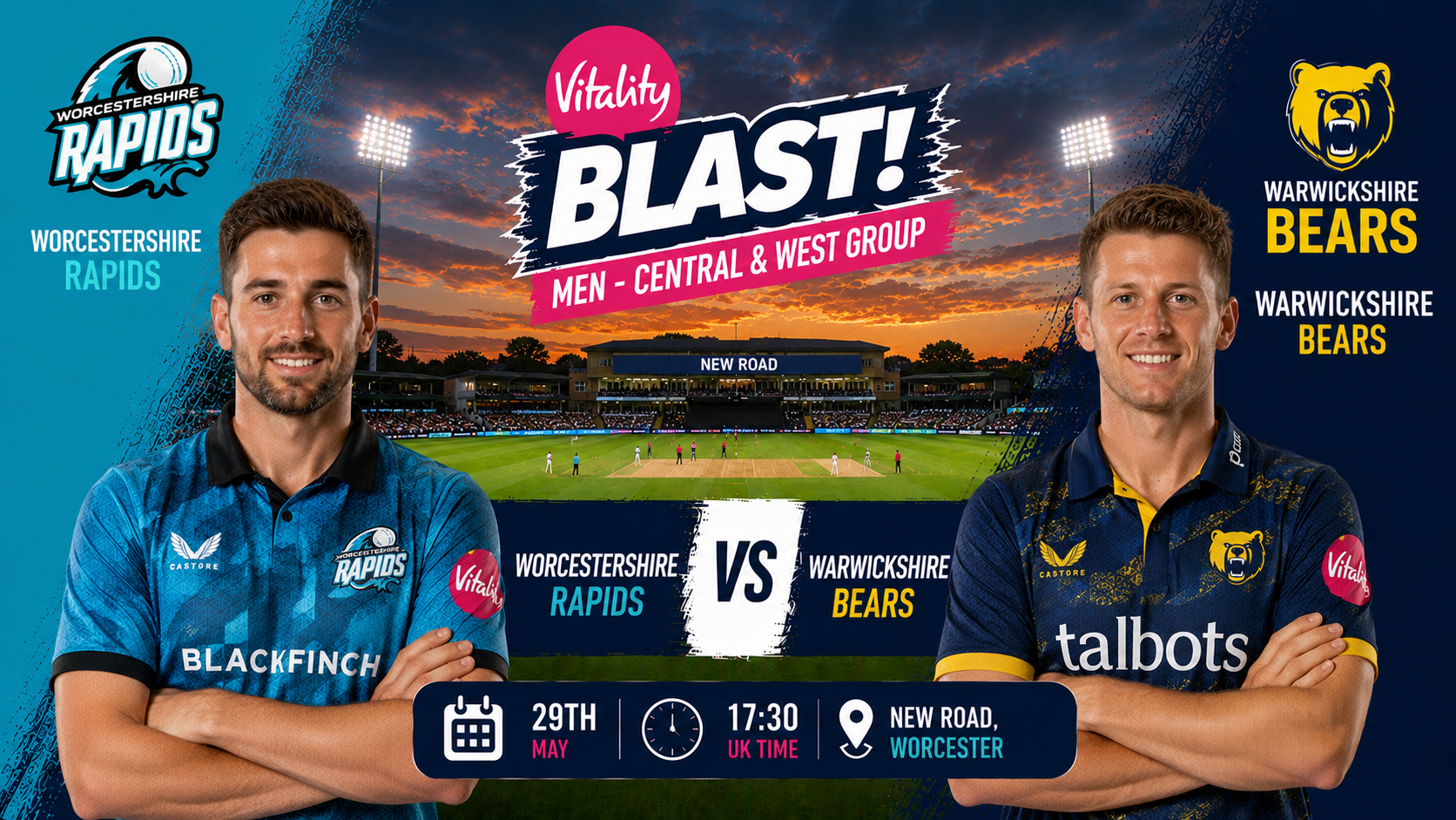 Read more about the article Worcestershire Rapids v Warwickshire Bears – 29 May – Preview & Prediction