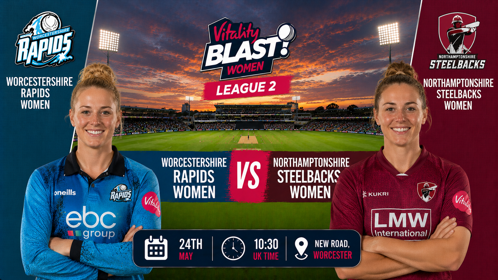 Read more about the article Worcestershire Rapids Women v Northamptonshire Steelbacks Women – 24 May – Preview & Prediction