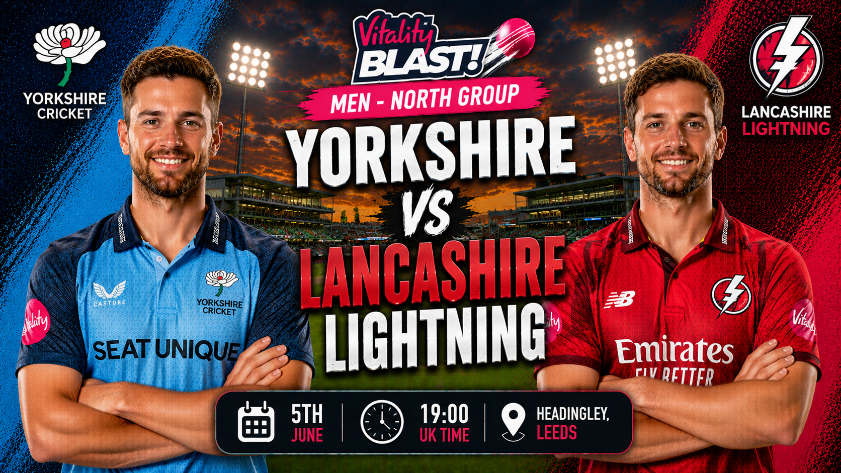 Read more about the article Yorkshire v Lancashire Lightning – 5 June – Preview & Prediction