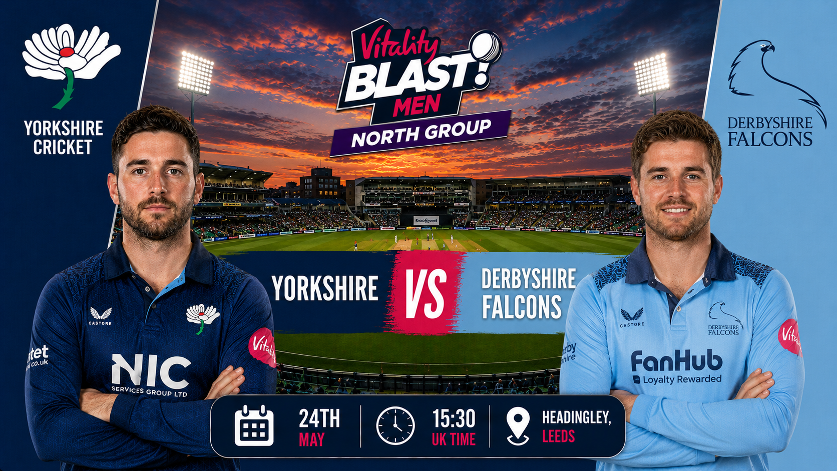 Read more about the article Yorkshire v Derbyshire Falcons – 24 May – Preview & Prediction