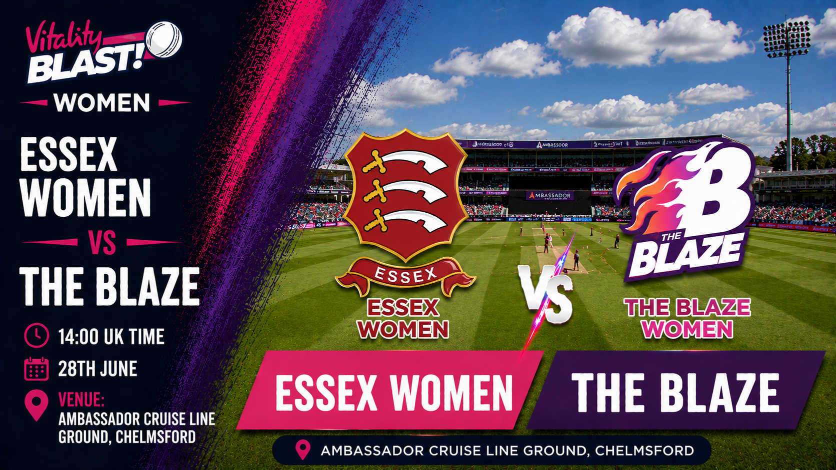 Read more about the article Essex Women v The Blaze – 28 June – Preview & Prediction