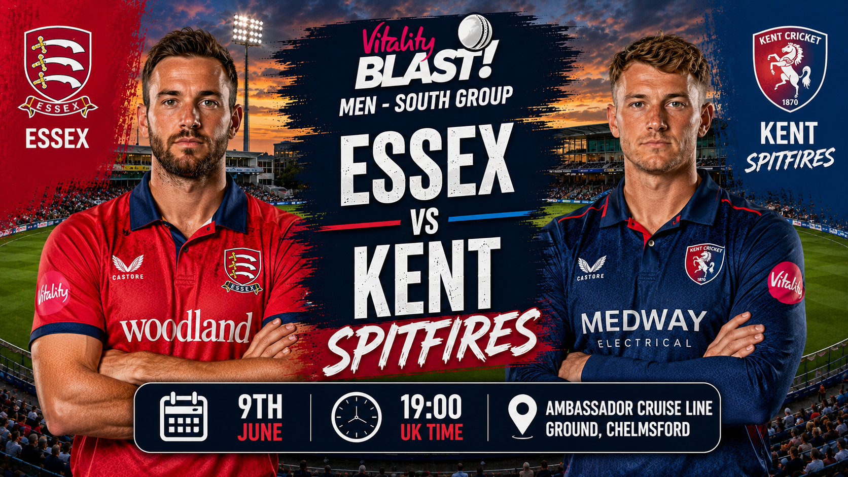Read more about the article Essex v Kent Spitfires – 9 June – Preview & Prediction