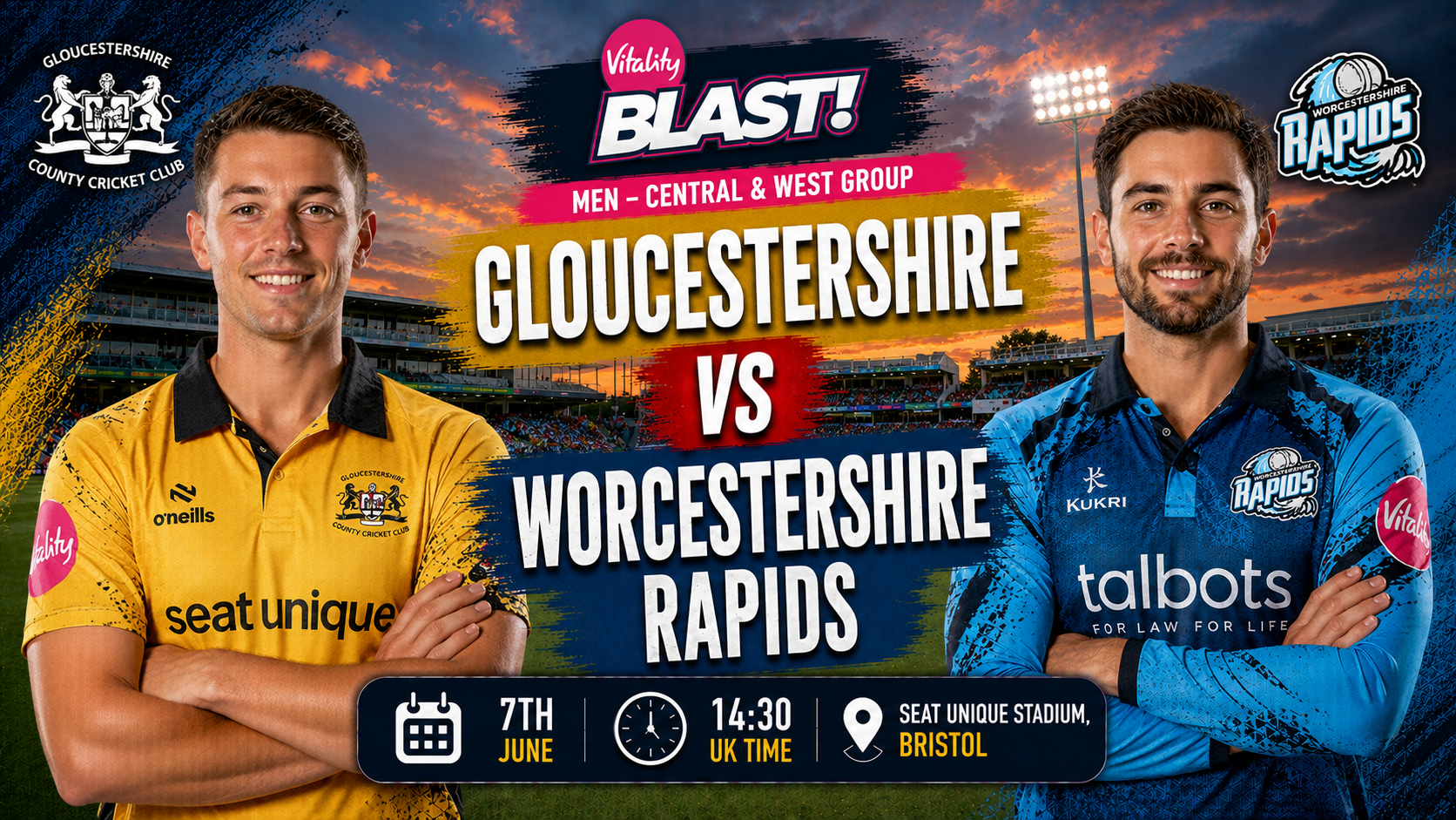 Read more about the article Gloucestershire v Worcestershire Rapids – 7 June – Preview & Prediction