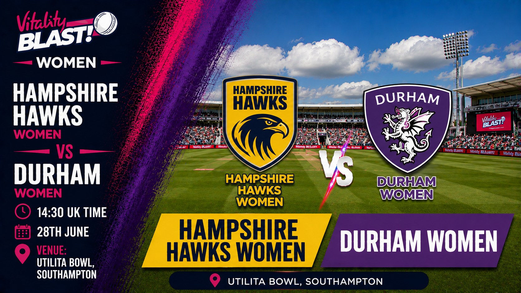 Read more about the article Hampshire Hawks Women v Durham Women – 28 June – Preview & Prediction