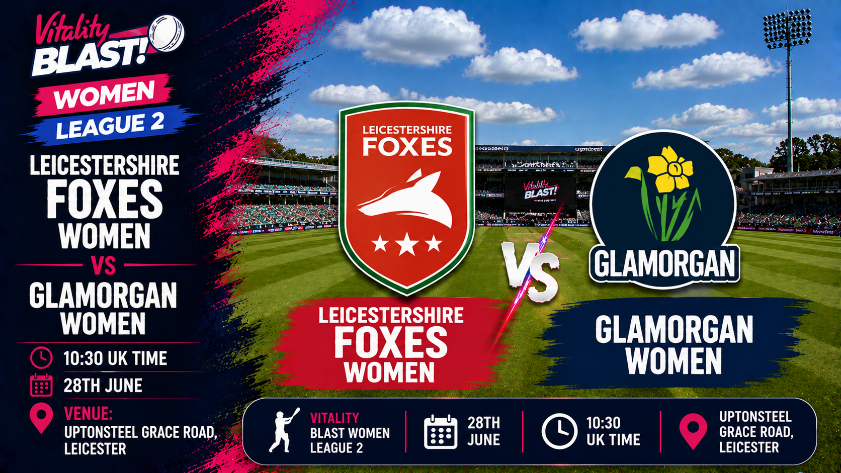 Read more about the article Leicestershire Foxes Women v Glamorgan Women – 28 June – Preview & Prediction