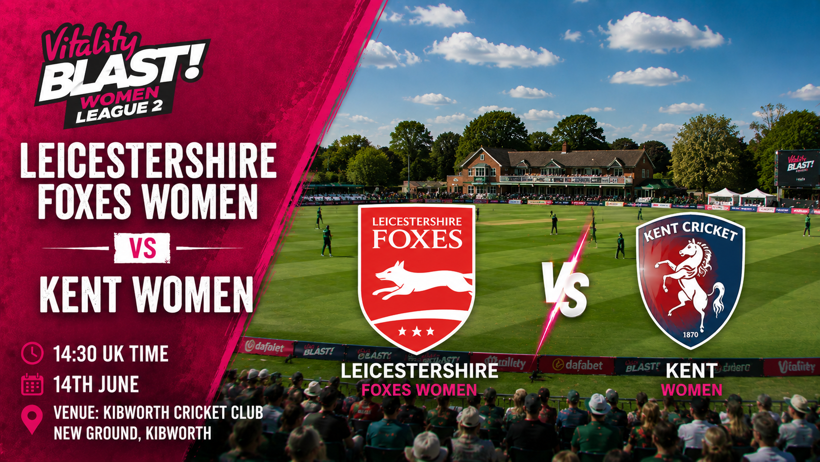 Read more about the article Leicestershire Foxes Women v Kent Women – 14 June – Preview & Prediction