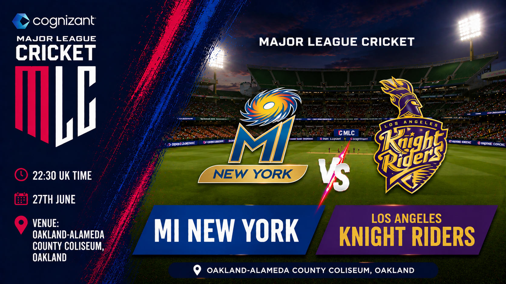 Read more about the article MI New York v Los Angeles Knight Riders – 27 June – Preview & Prediction