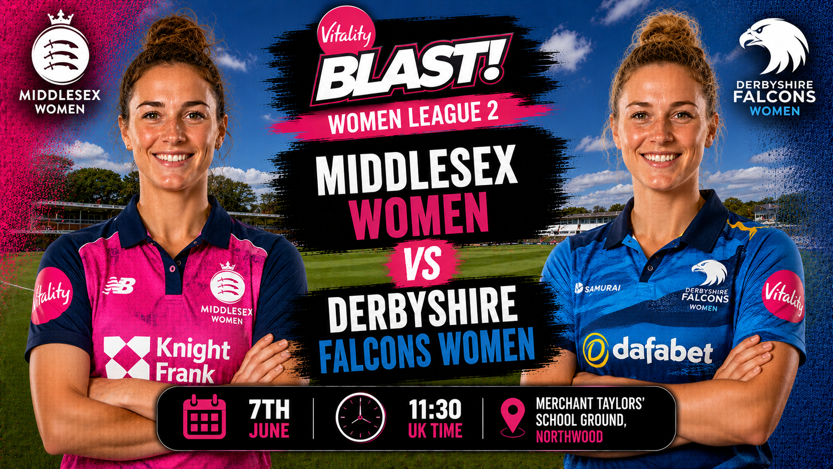 Read more about the article Middlesex Women v Derbyshire Falcons Women – 7 June – Preview & Prediction