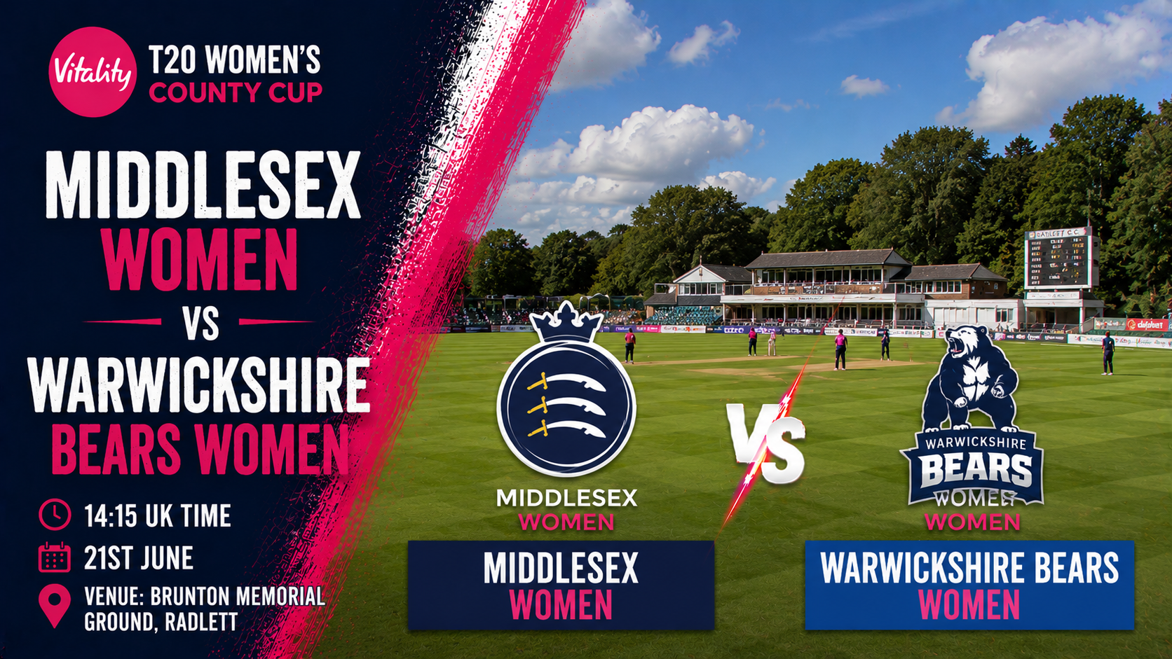 Read more about the article Middlesex Women v Warwickshire Bears Women – 21 June – Preview & Prediction