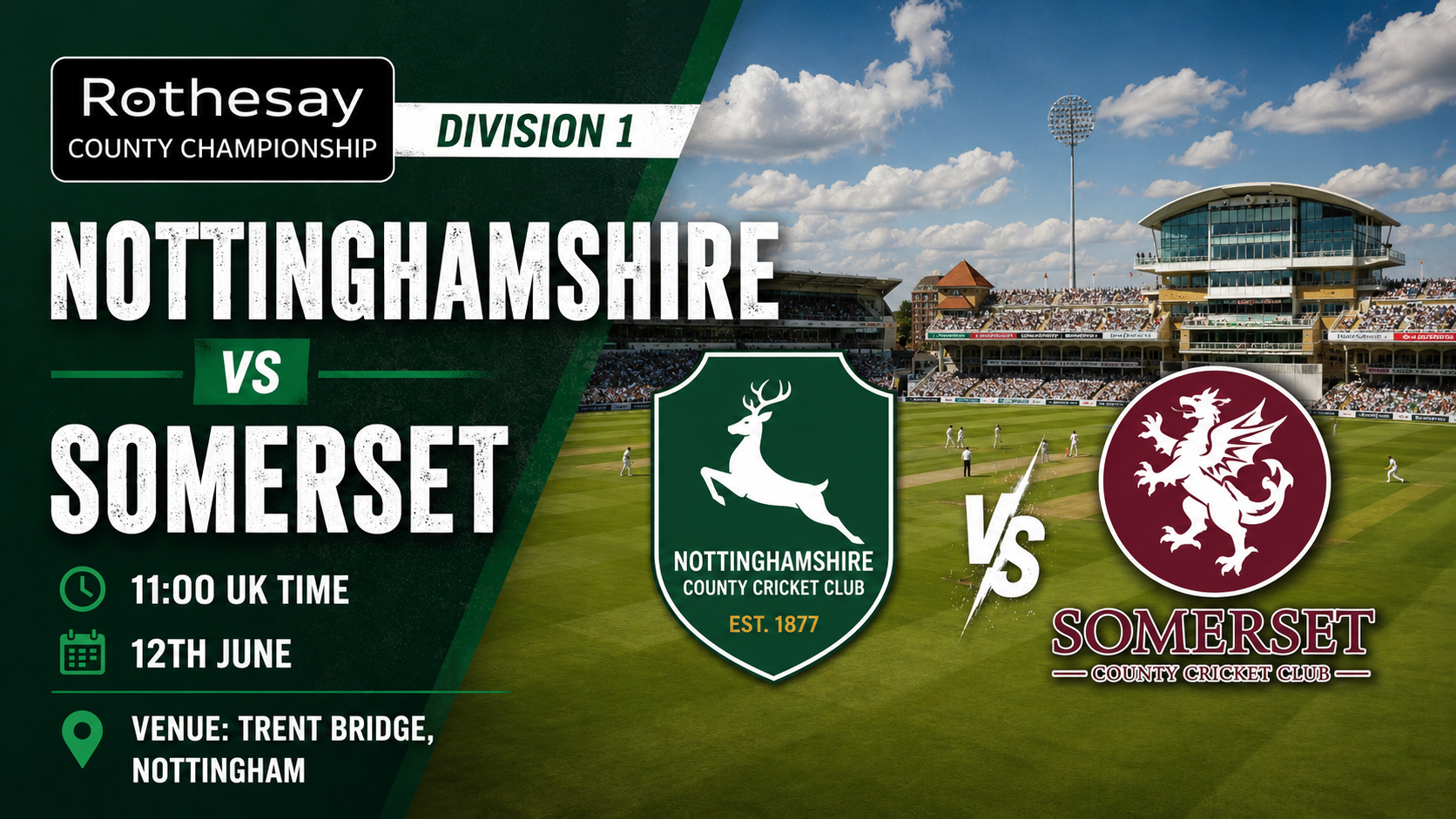 Read more about the article Nottinghamshire v Somerset – 12 June – Preview & Prediction