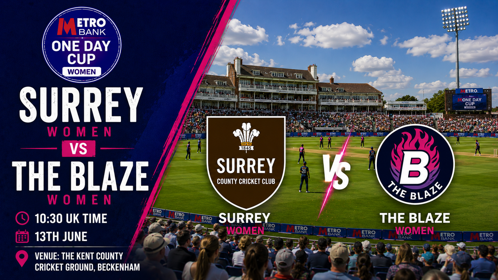 Read more about the article Surrey Women v The Blaze – 13 June – Preview & Prediction
