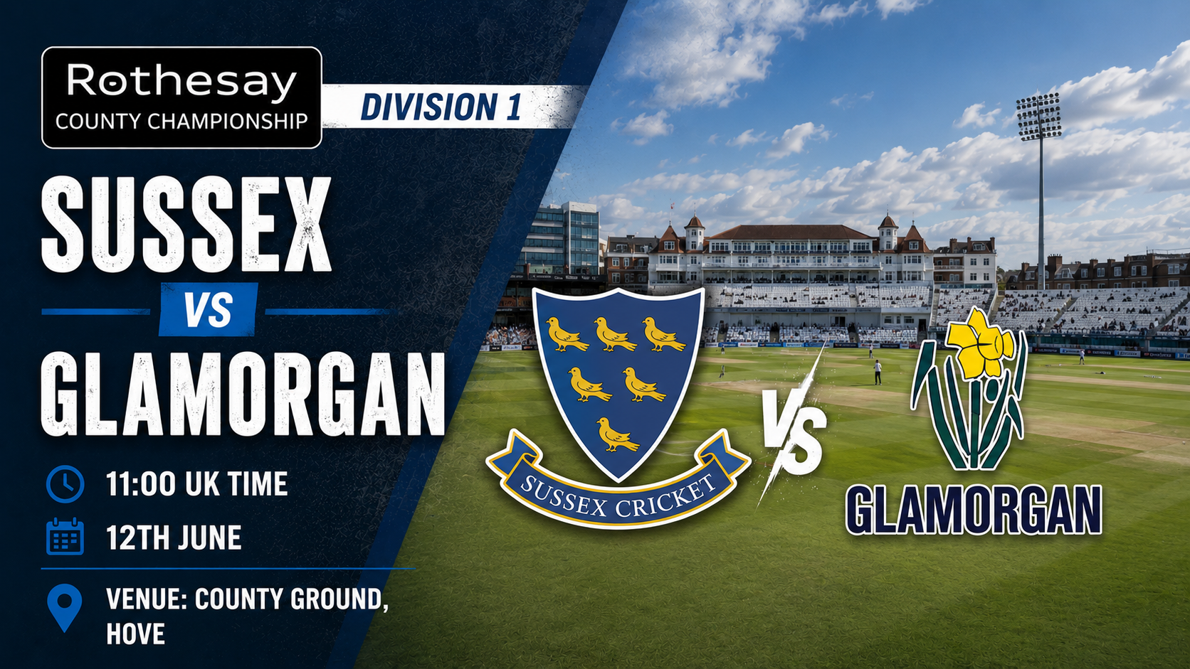 Read more about the article Sussex v Glamorgan – 12 June – Preview & Prediction