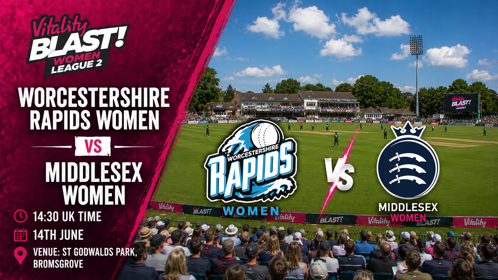 Read more about the article Worcestershire Rapids Women v Middlesex Women – 14 June – Preview & Prediction