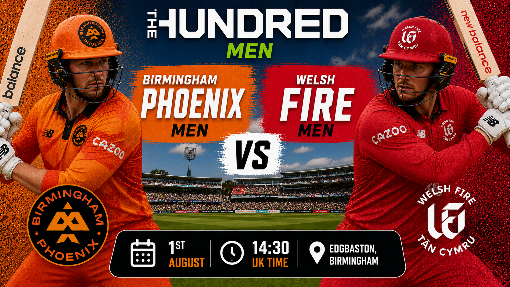Read more about the article Birmingham Phoenix Men v Welsh Fire Men – 1 August – Preview & Prediction