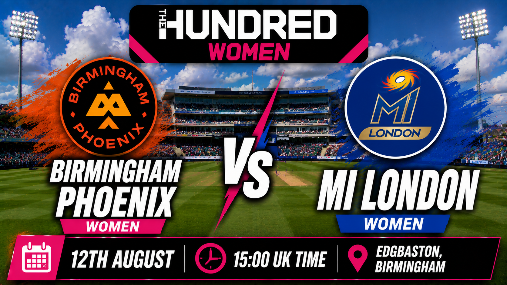 Read more about the article Birmingham Phoenix Women v MI London Women – 12 August – Preview & Prediction