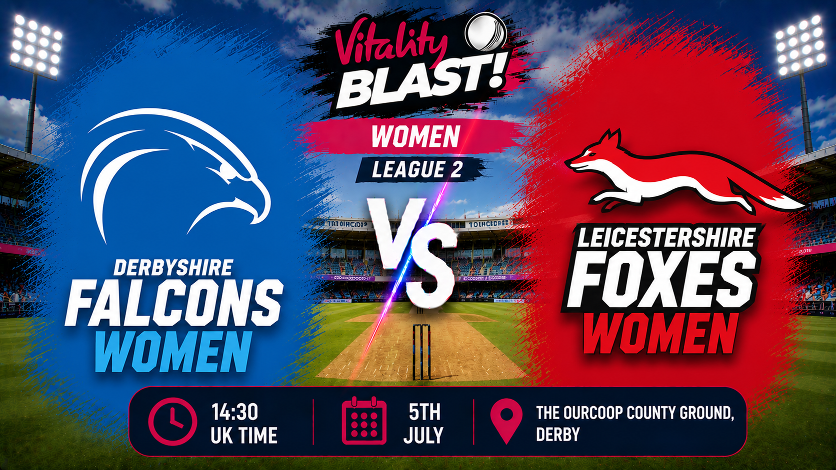 Read more about the article Derbyshire Falcons Women v Leicestershire Foxes Women – 5 July – Preview & Prediction