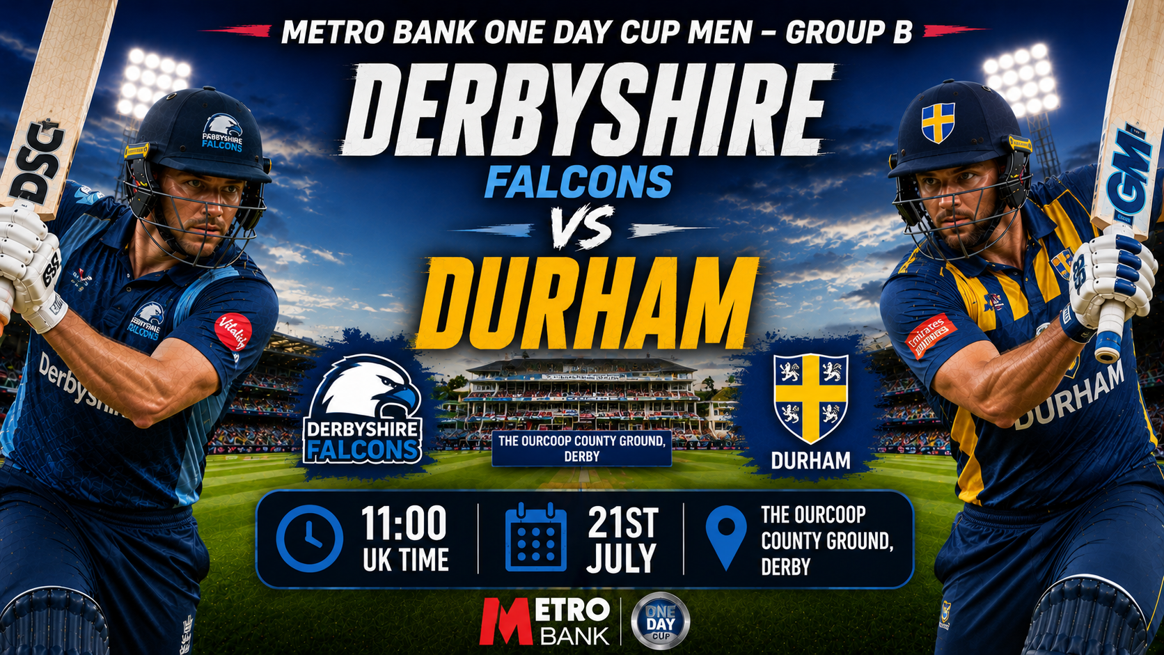 Read more about the article Derbyshire Falcons v Durham – 21 July – Preview & Prediction