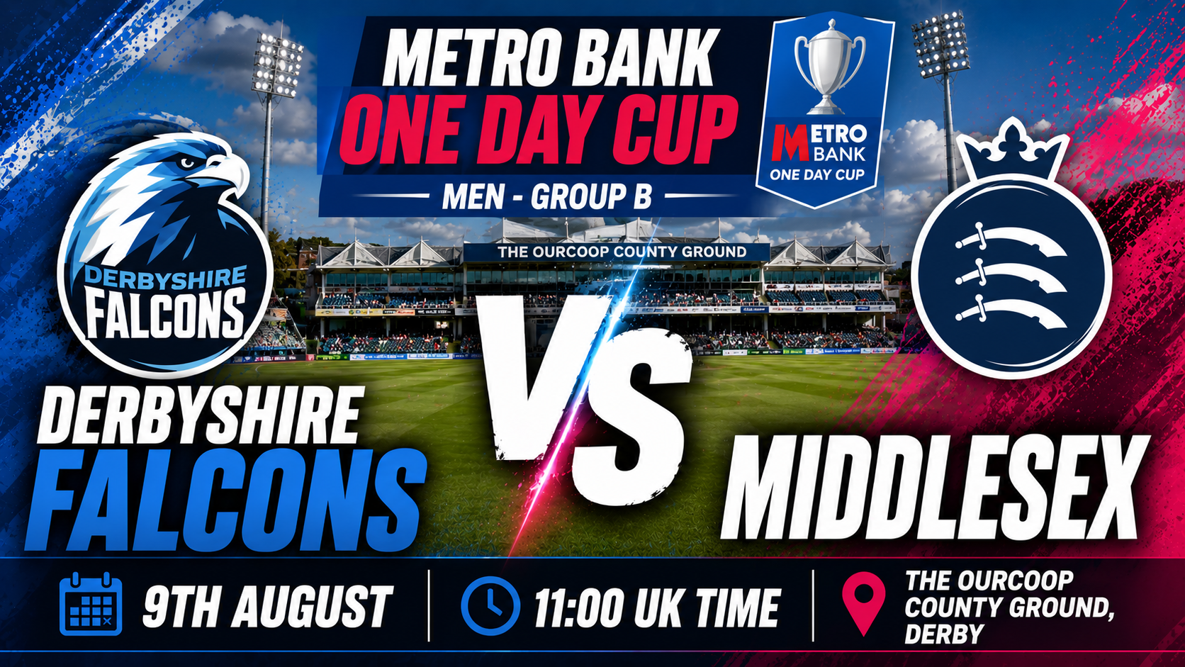 Read more about the article Derbyshire Falcons v Middlesex – 9 August – Preview & Prediction