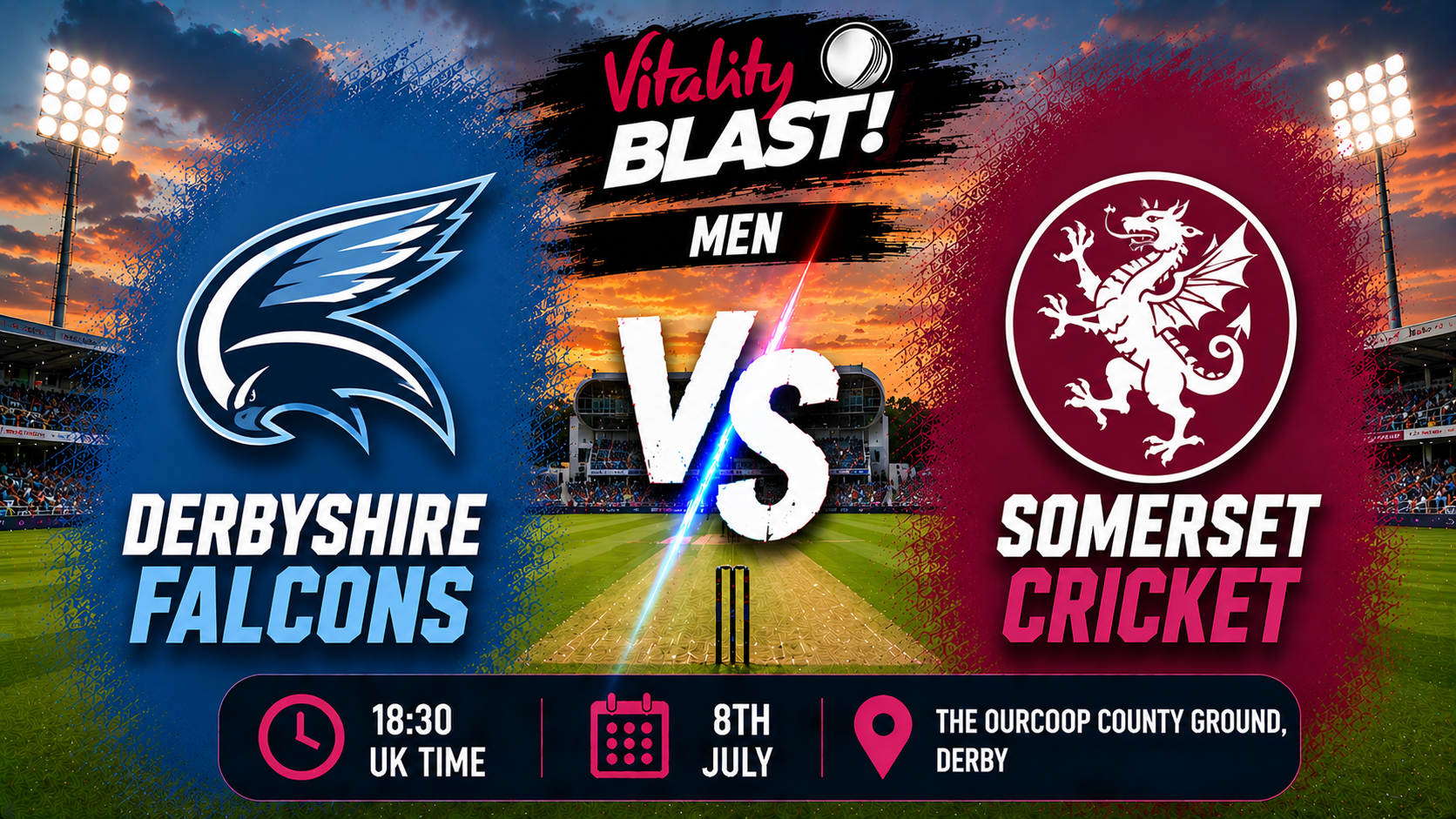 Read more about the article Derbyshire Falcons v Somerset – 8 July – Preview & Prediction