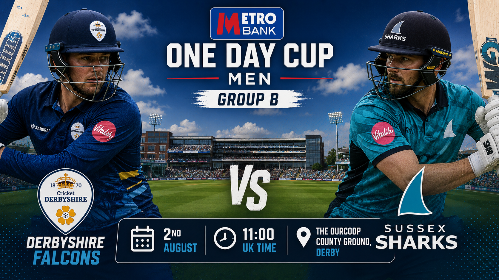 Read more about the article Derbyshire Falcons v Sussex Sharks – 2 August – Preview & Prediction