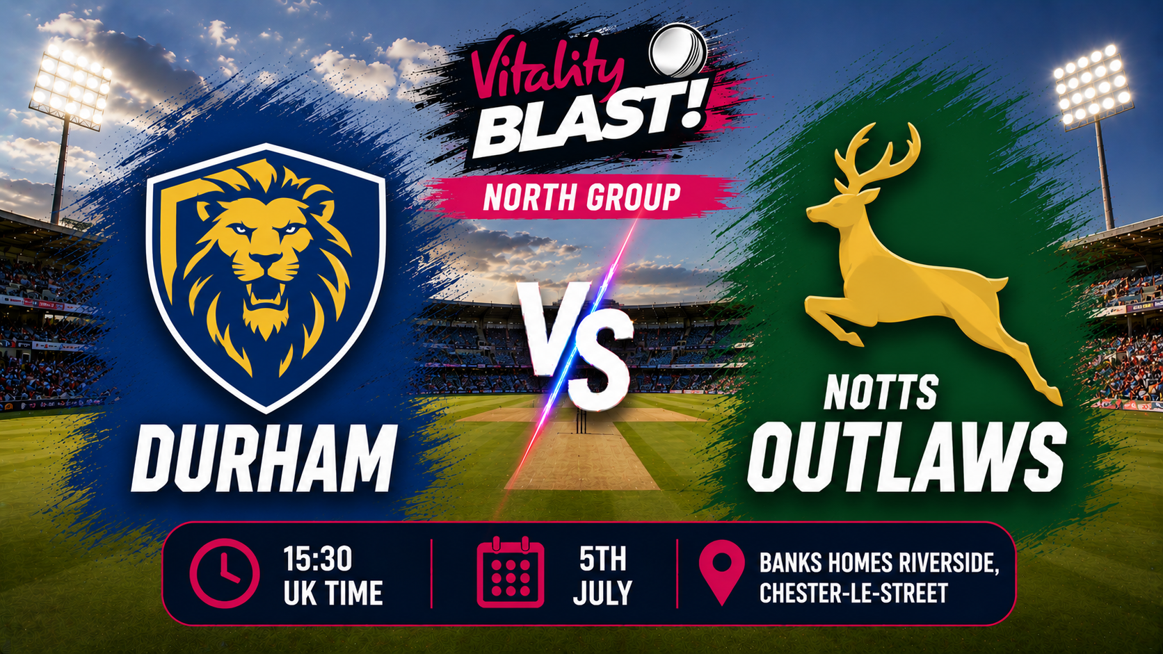 Read more about the article Durham v Notts Outlaws – 5 July – Preview & Prediction