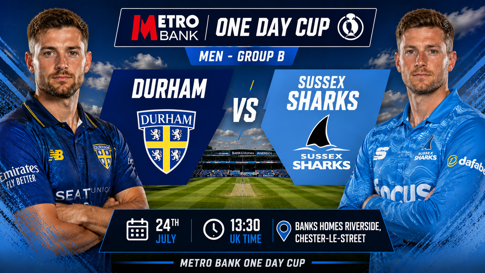 Read more about the article Durham v Sussex Sharks – 24 July – Preview & Prediction