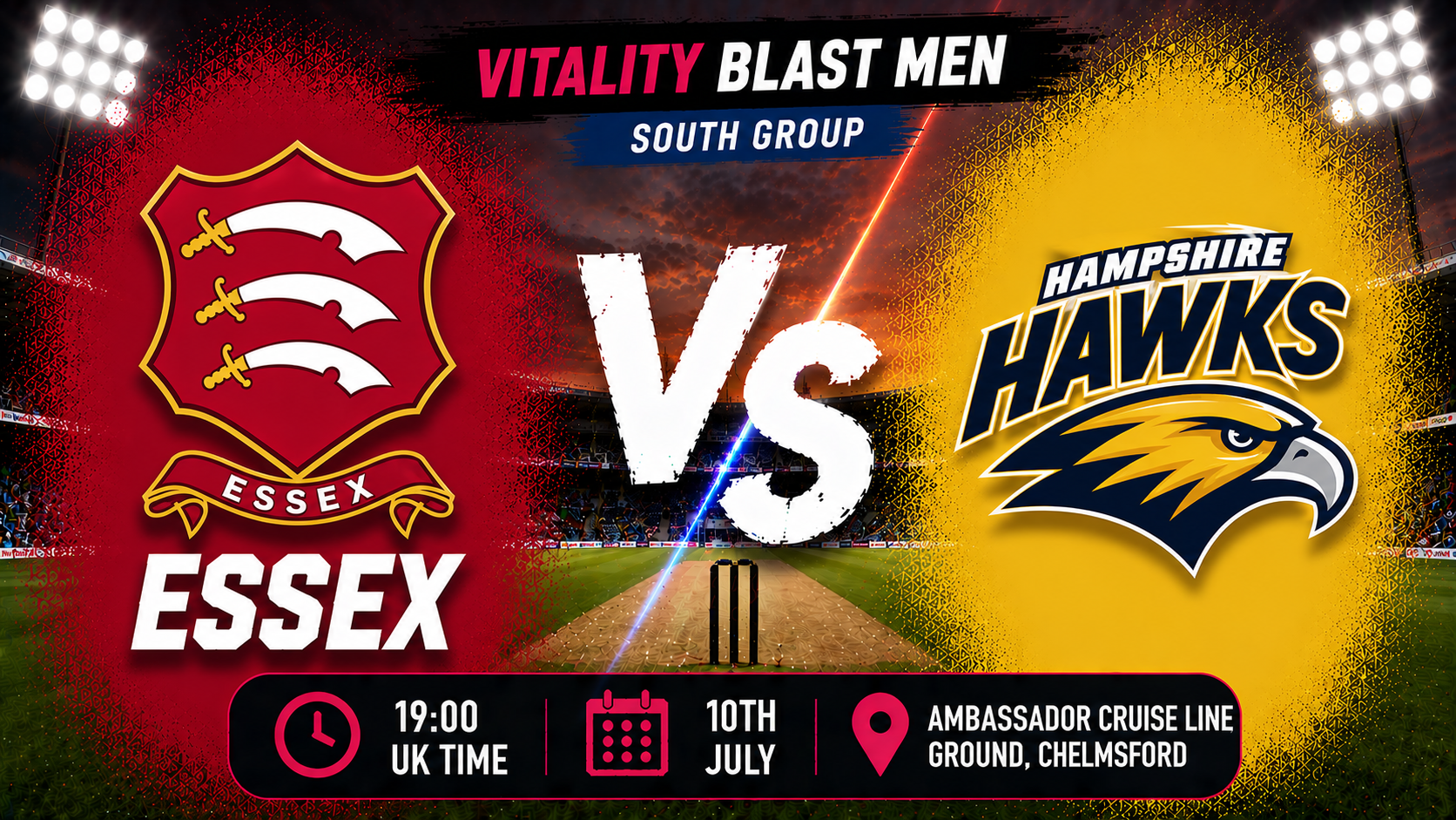 Read more about the article Essex v Hampshire Hawks – 10 July – Preview & Prediction