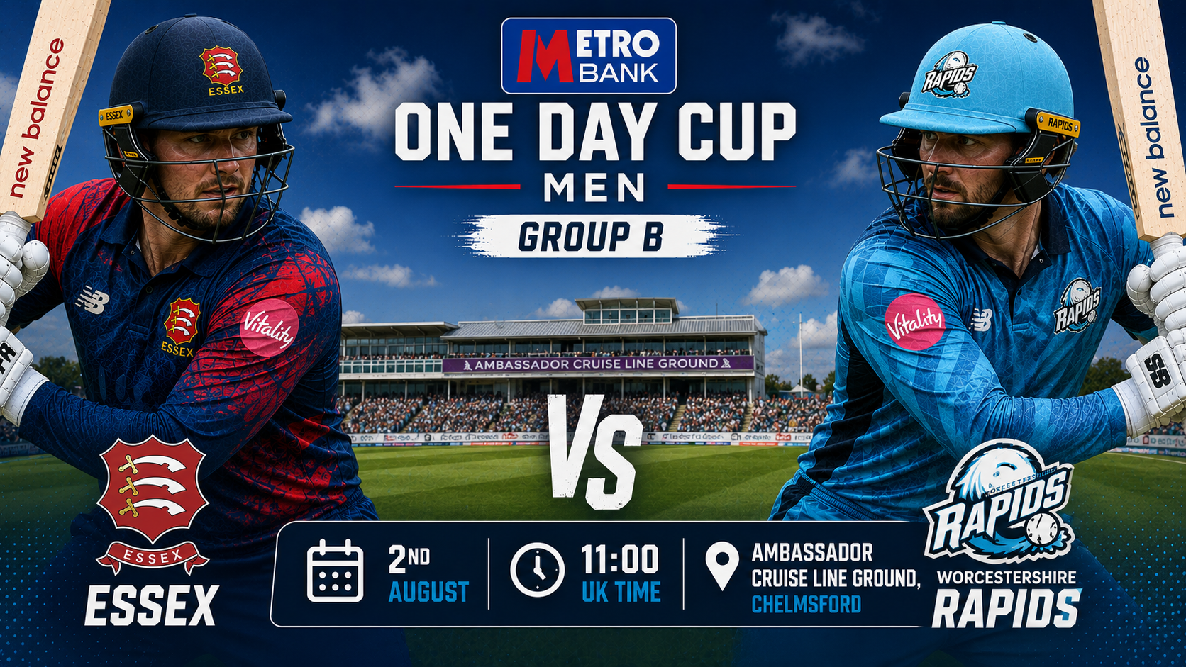 Read more about the article Essex v Worcestershire Rapids – 2 August – Preview & Prediction