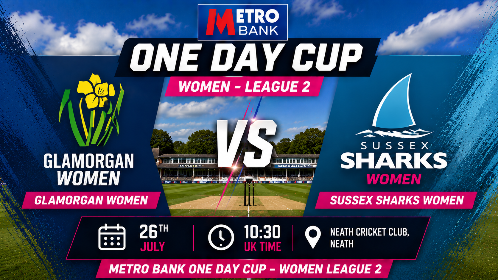 Read more about the article Glamorgan Women v Sussex Sharks Women – 26 July – Preview & Prediction