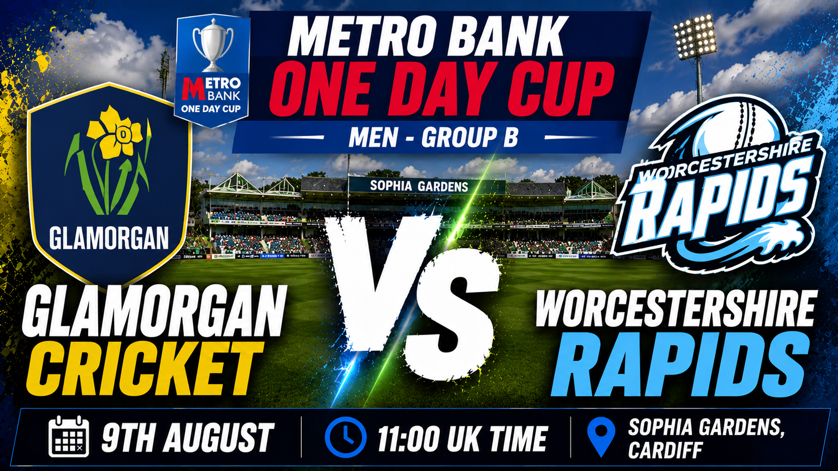 Read more about the article Glamorgan v Worcestershire Rapids – 9 August – Preview & Prediction