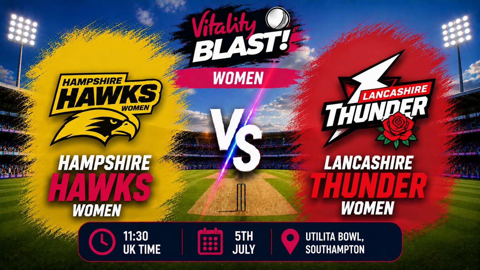 Read more about the article Hampshire Hawks Women v Lancashire Thunder – 5 July – Preview & Prediction