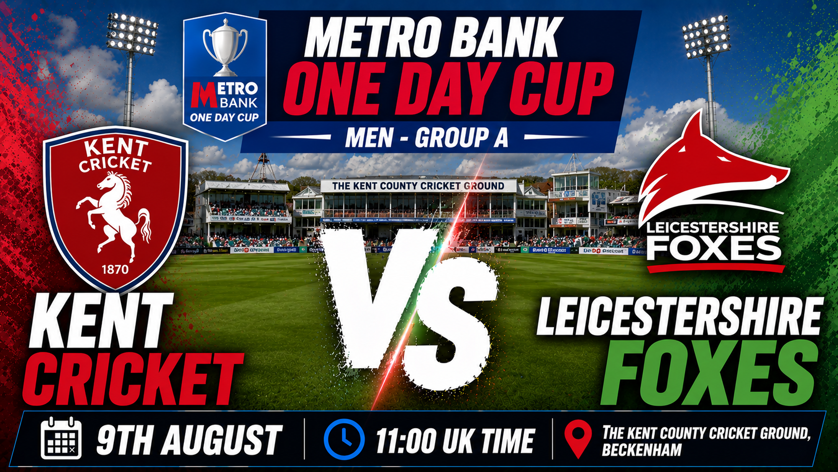 Read more about the article Kent v Leicestershire Foxes – 9 August – Preview & Prediction