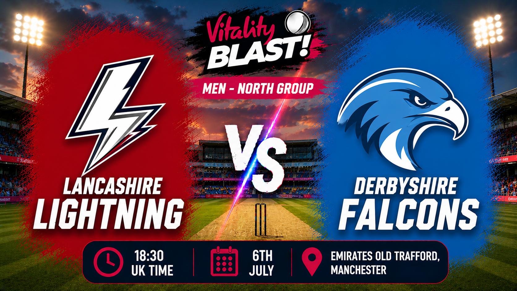 Read more about the article Lancashire Lightning v Derbyshire Falcons – 6 July – Preview & Prediction