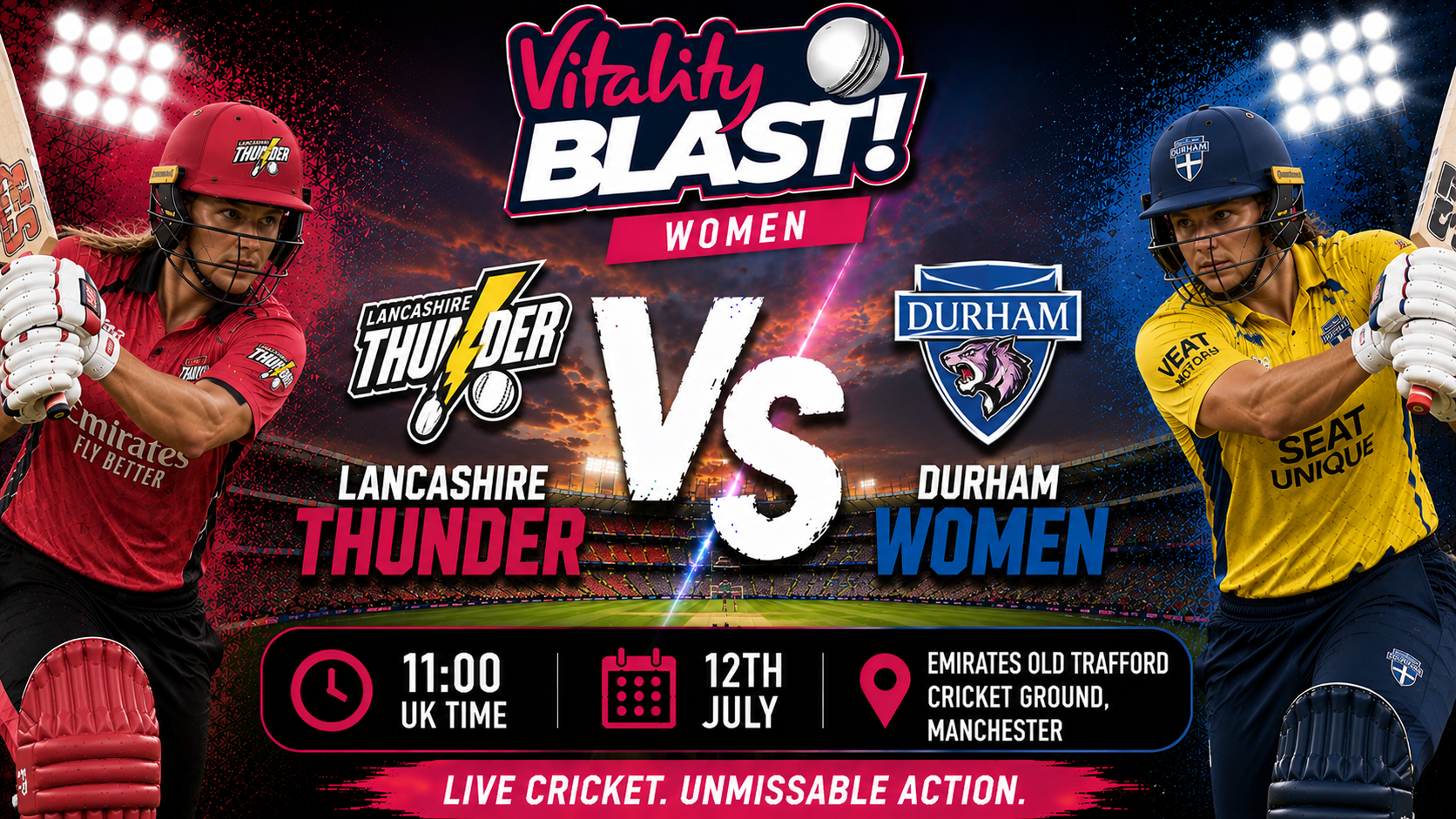 Read more about the article Lancashire Thunder v Durham Women – 12 July – Preview & Prediction