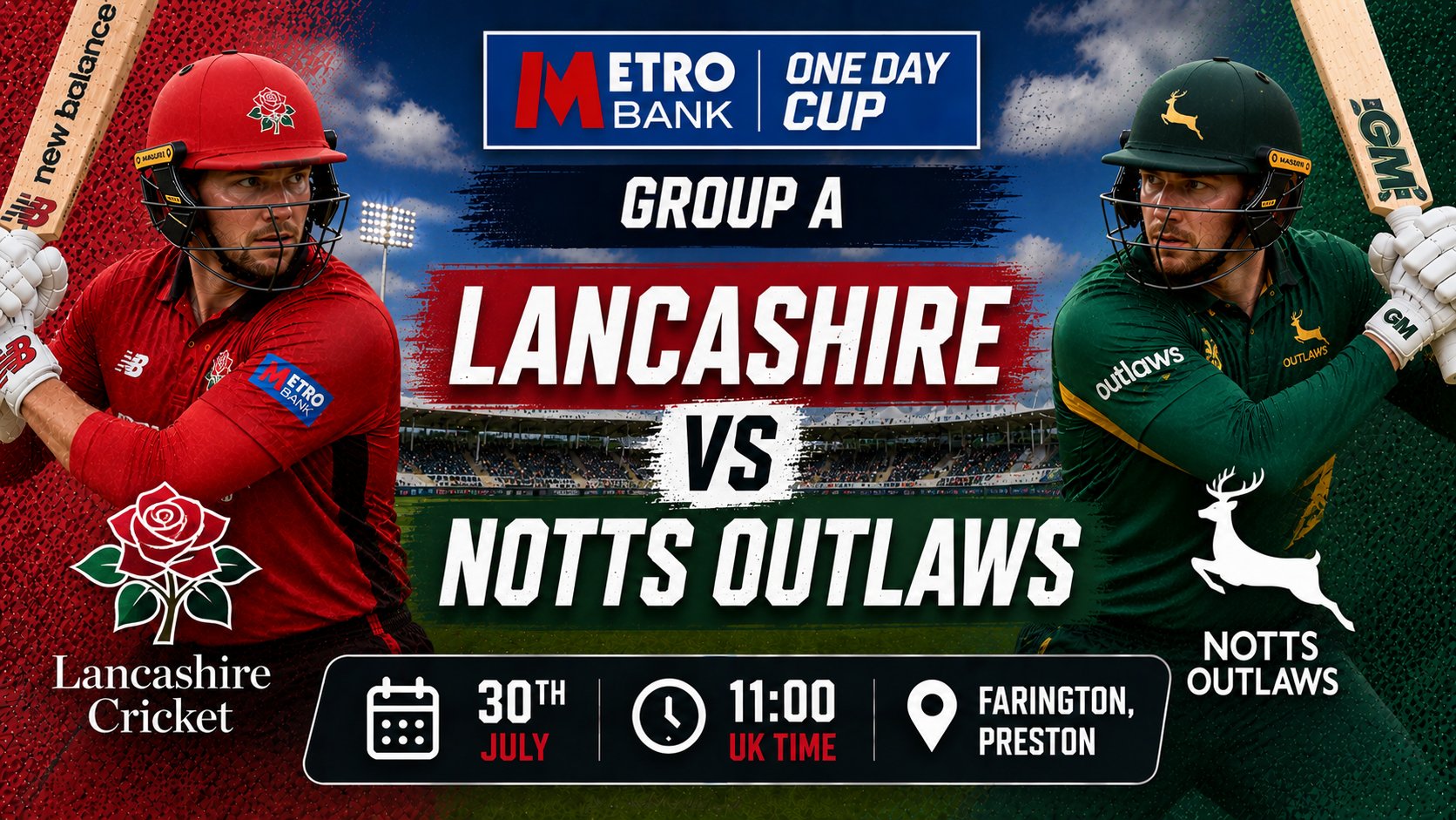 Read more about the article Lancashire v Notts Outlaws – 30 July – Preview & Prediction