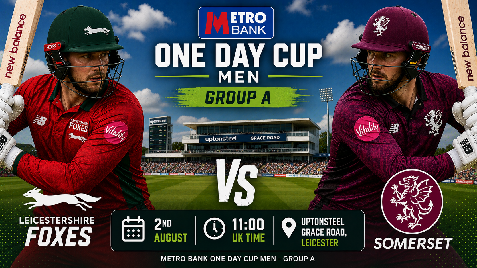 Read more about the article Leicestershire Foxes v Somerset – 2 August – Preview & Prediction