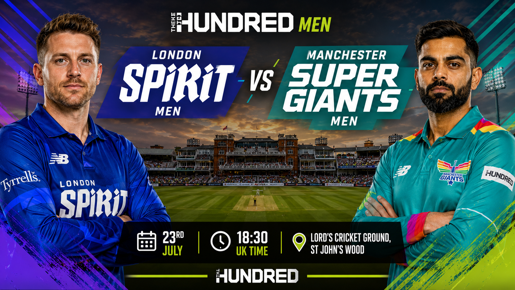 Read more about the article London Spirit Men v Manchester Super Giants Men – 23 July – Preview & Prediction