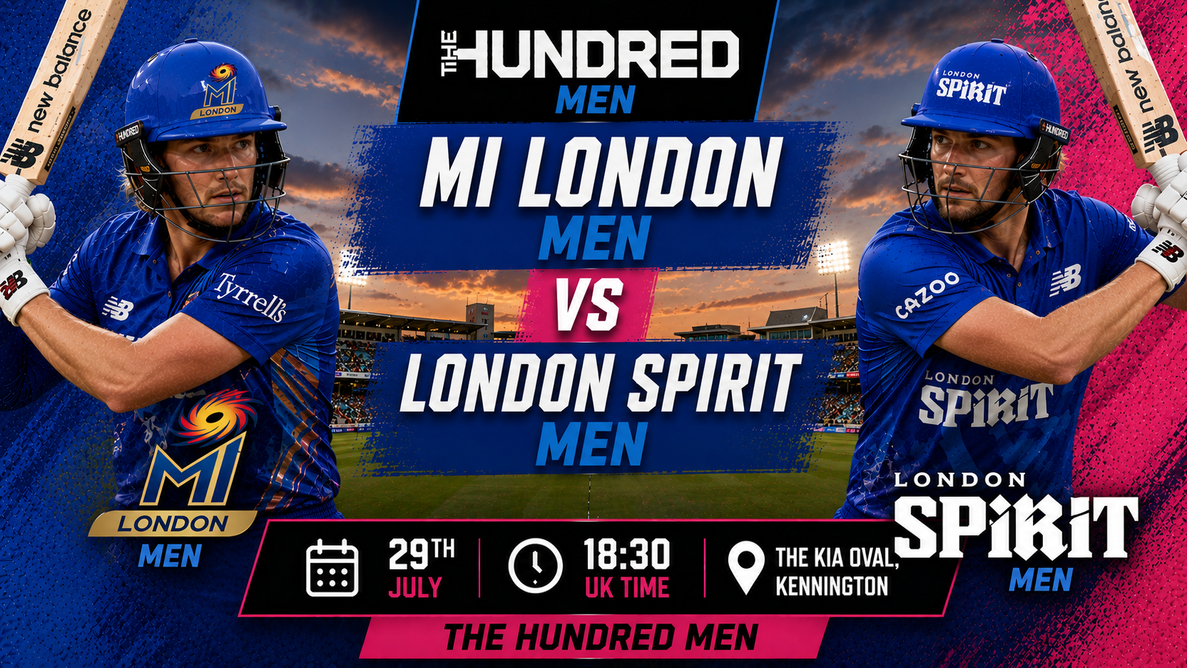 Read more about the article MI London Men v London Spirit Men – 29 July – Preview & Prediction