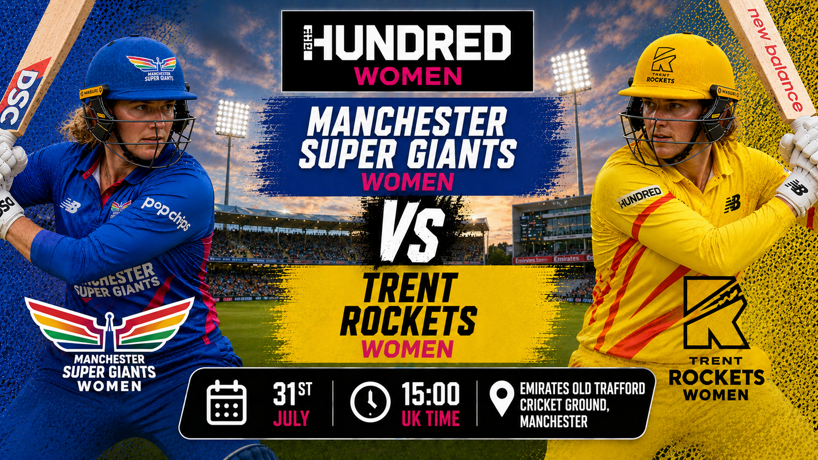 Read more about the article Manchester Super Giants Women v Trent Rockets Women – 31 July – Preview & Prediction