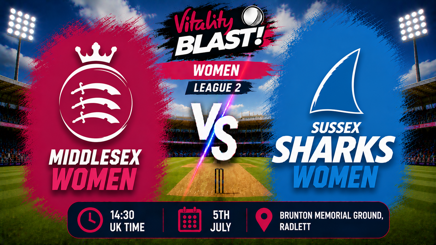 Read more about the article Middlesex Women v Sussex Sharks Women – 5 July – Preview & Prediction