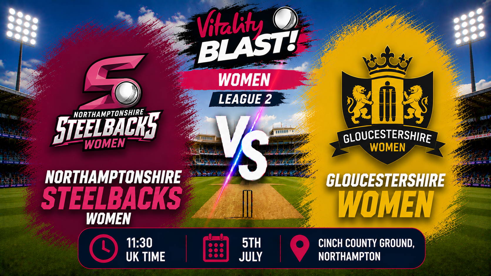 Read more about the article Northamptonshire Steelbacks Women v Gloucestershire Women – 5 July – Preview & Prediction