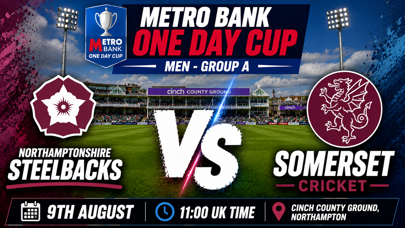 Read more about the article Northamptonshire Steelbacks v Somerset – 9 August – Preview & Prediction