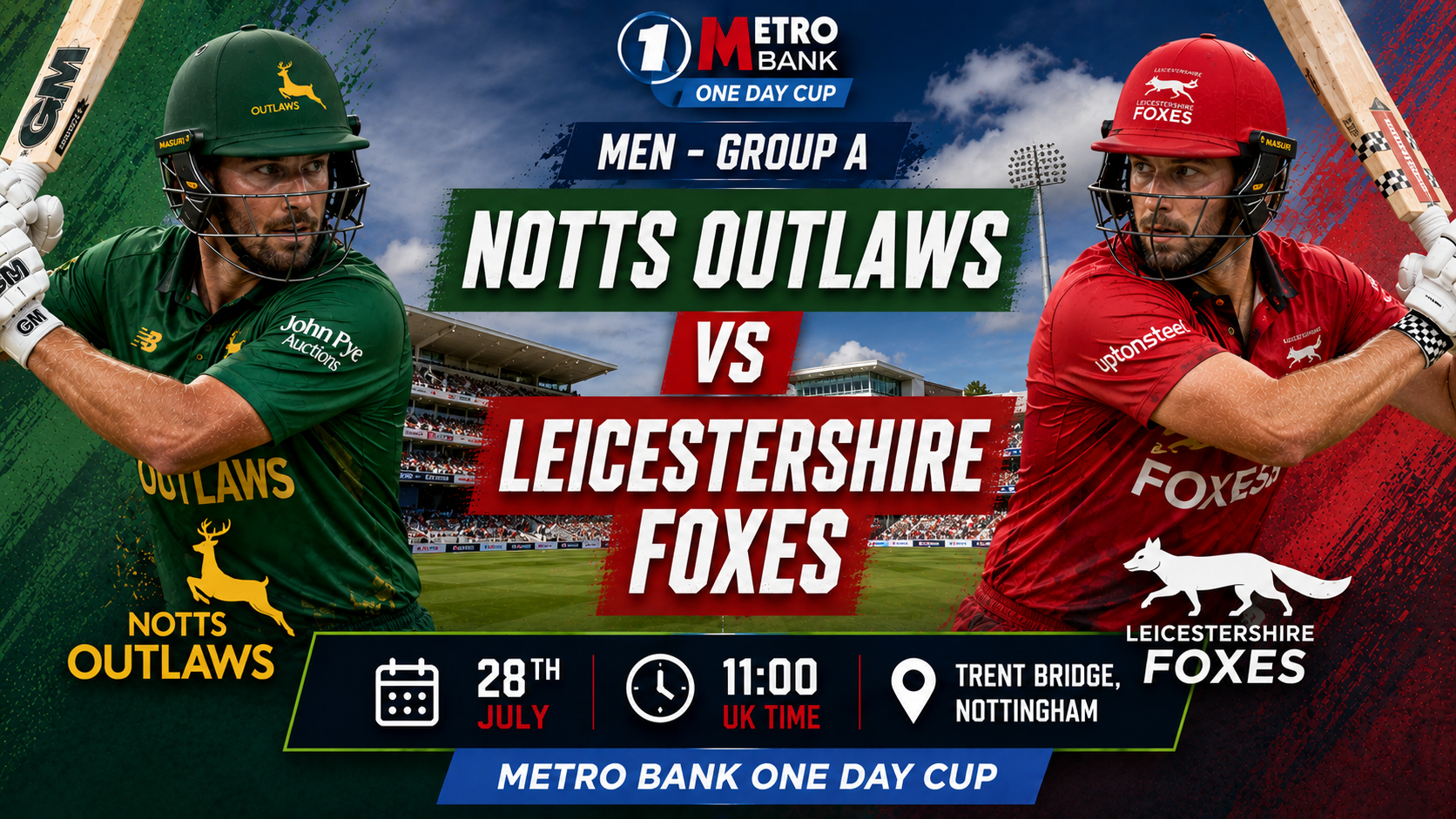 Read more about the article Notts Outlaws v Leicestershire Foxes – 28 July – Preview & Prediction