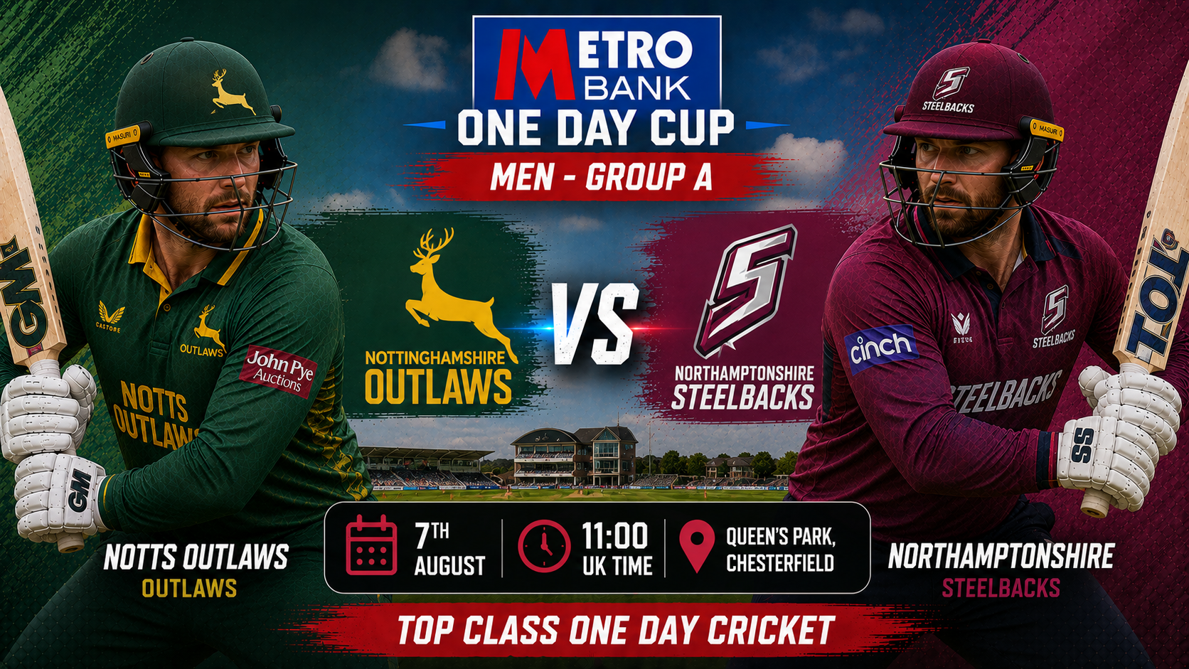 Read more about the article Notts Outlaws v Northamptonshire Steelbacks – 7 August – Preview & Prediction