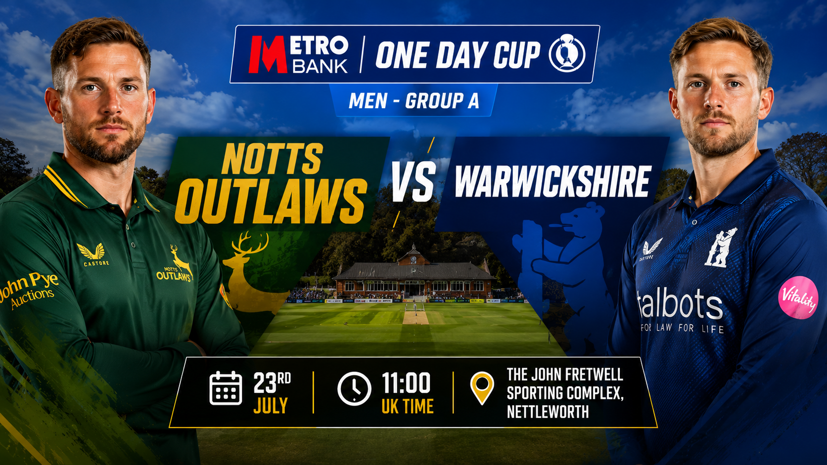 Read more about the article Notts Outlaws v Warwickshire – 23 July – Preview & Prediction
