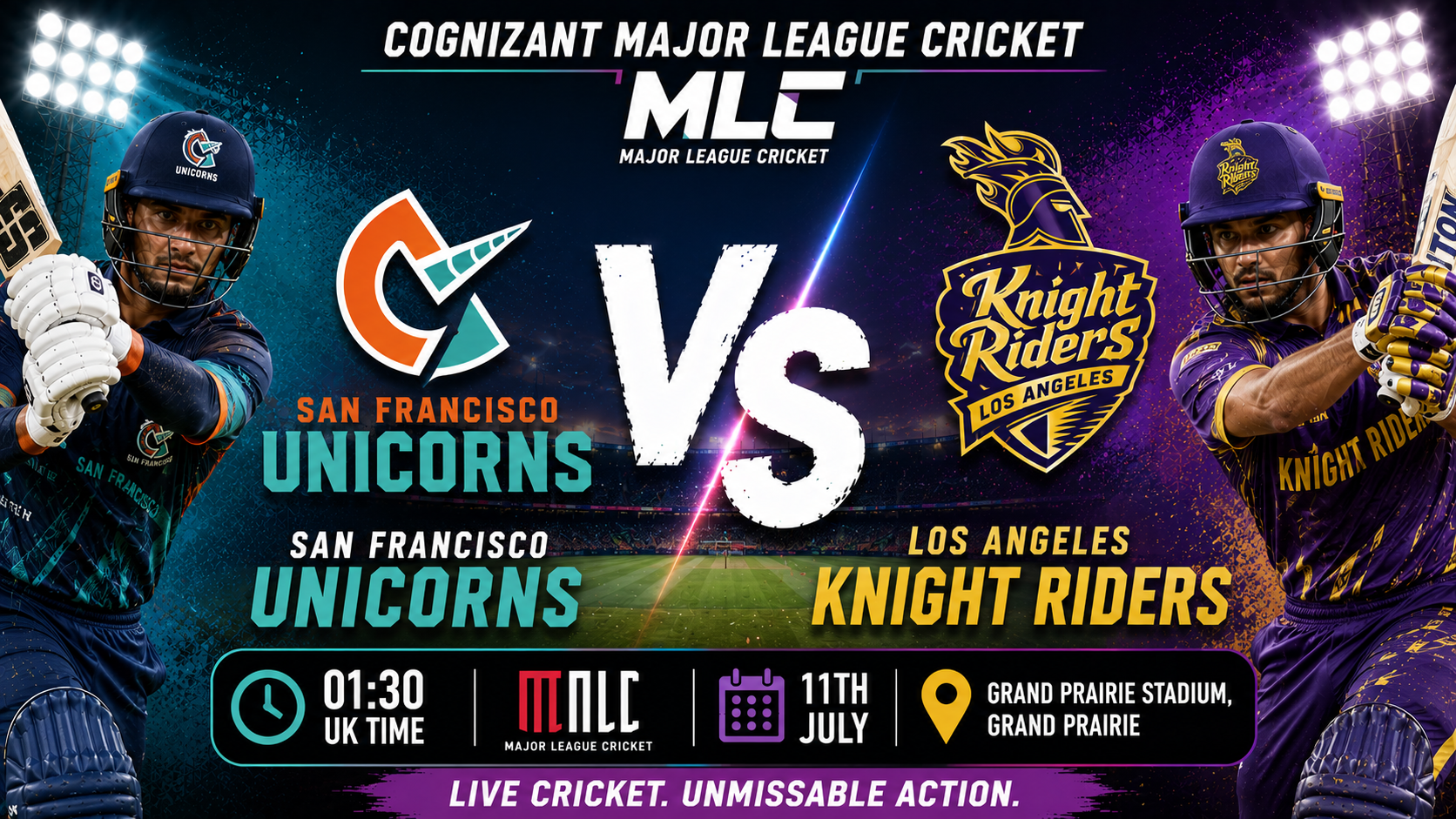 Read more about the article San Francisco Unicorns v Los Angeles Knight Riders – 11 July – Preview & Prediction